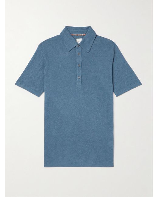 Paul Smith Blue Linen Polo Shirt for men