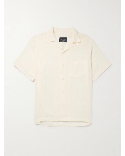 Portuguese Flannel Natural Convertible-collar Checked Cotton-gauze Shirt for men