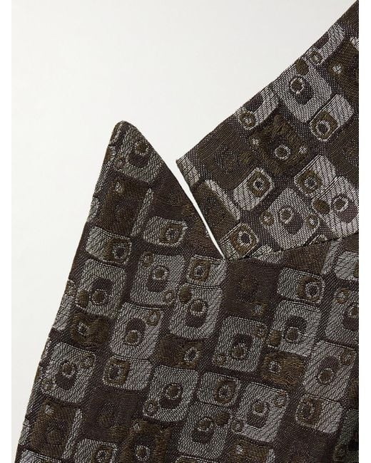 Dries Van Noten Gray Slim-fit Metallic Jacquard Tuxedo for men