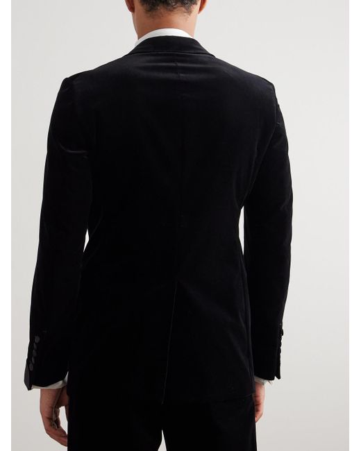Tom Ford Black Slim-Fit Satin-Trimmed Cotton-Velvet Jacket for men