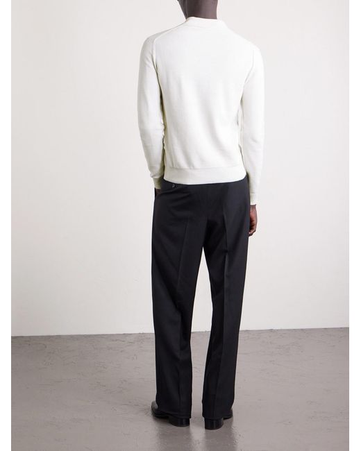 Tom Ford White Silk And Cotton-Blend Piqué Polo Shirt for men