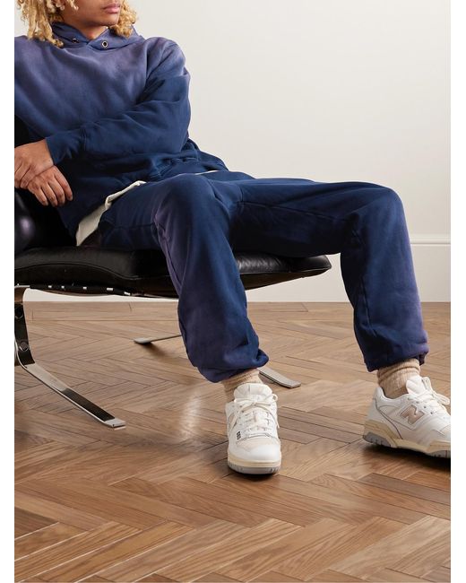 Les Tien Blue Straight-Leg Garment-Dyed Cotton-Jersey Sweatpants for men