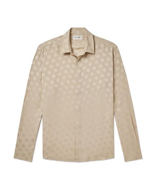 Saint Laurent Natural Polka-dot Silk-satin Jacquard Shirt for men