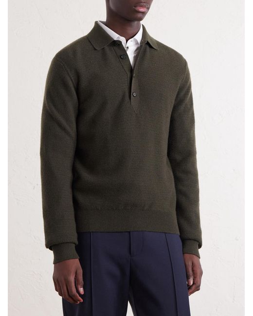 Zegna Green Oasi Cashmere Polo Shirt for men
