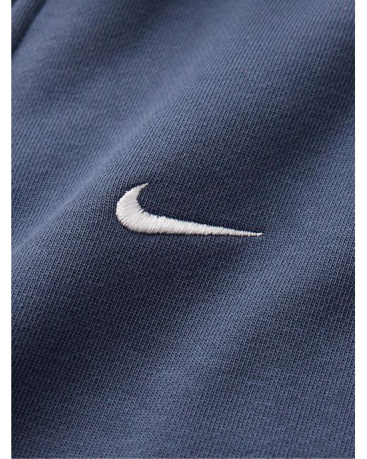 Nike Blue Solo Swoosh Logo-embroidered Cotton-blend Jersey Half-zip Sweatshirt for men