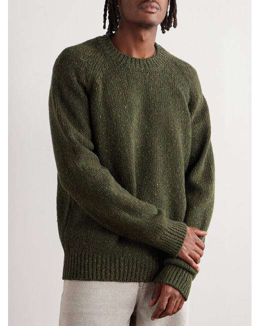 A.P.C. Green Harris Flecked Merino Wool Sweater for men