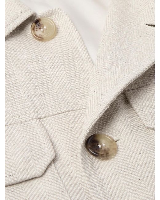 Brunello Cucinelli Hemdjacke aus einer Mischung aus Leinen in Natural für Herren