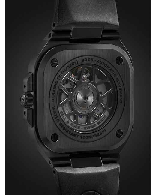 Bell & Ross Black Br 05 Automatic 40Mm Stainless Steel And Rubber Watch, Ref. No. Br05A-Bl-Ce/Srb for men