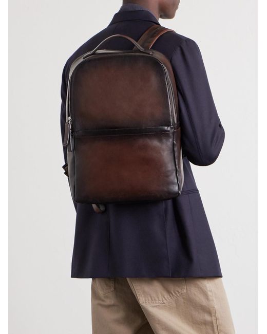 Officine Creative Brown Quentin 023 Full-grain Leather Backpack for men