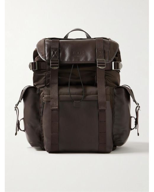 Tod's Black Leather-trimmed Nylon Backpack for men
