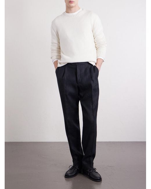 Saman Amel Blue Amie Straight-leg Linen Suit Trousers for men