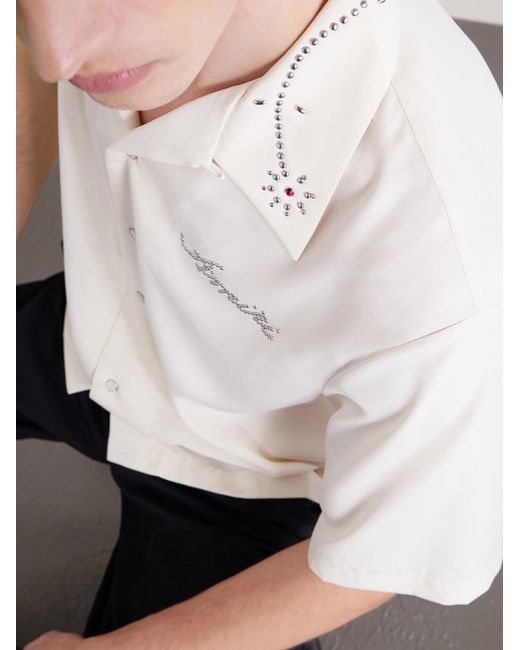 Amiri White Studded Camp-collar Woven Shirt for men