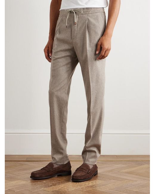 Slowear Gray Incotex Tapered Pleated Wool And Cashmere-blend Trousers for men