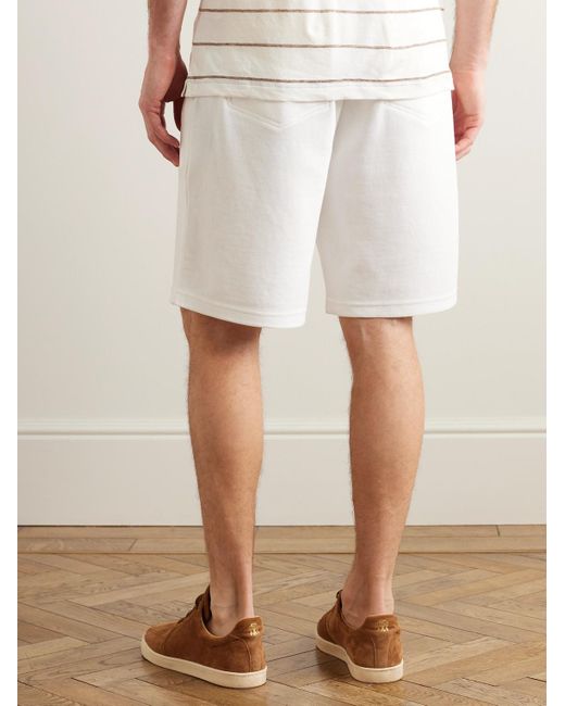 Brunello Cucinelli White Straight-leg Cotton-blend Jersey Drawstring Shorts for men