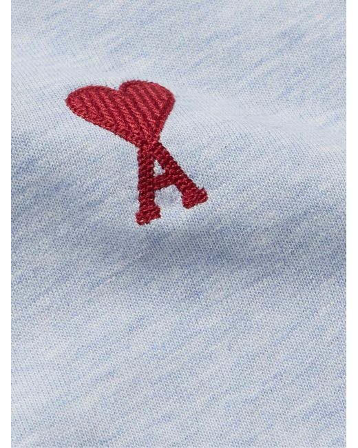 AMI Blue Logo-embroidered Cotton-jersey T-shirt for men