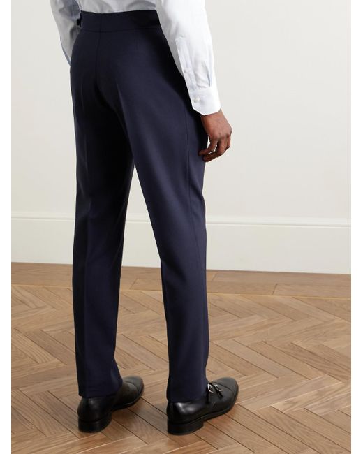 Richard James Blue Hepworth Slim-Fit Pleated Wool-Crepe Suit Trousers for men
