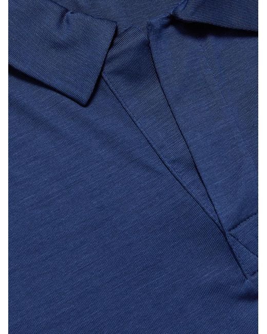 Vilebrequin Blue Pirinol Tencel Lyocell Polo Shirt for men