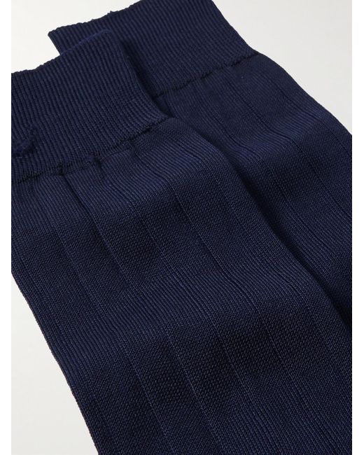 Paul Smith Blue Ribbed Cotton-blend Socks for men
