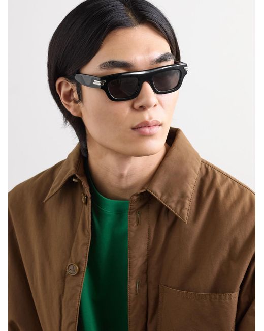 Bottega Veneta Black Sculptural Square-Frame Acetate Sunglasses for men