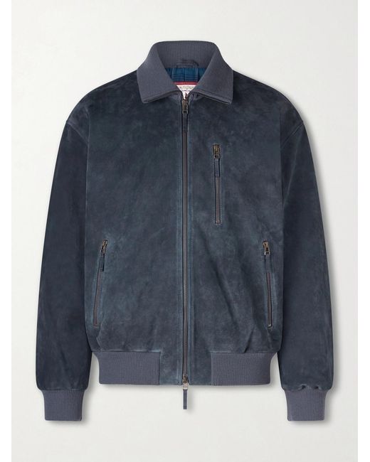 A Kind Of Guise Blue Nanamica Suede Bomber Jacket for men