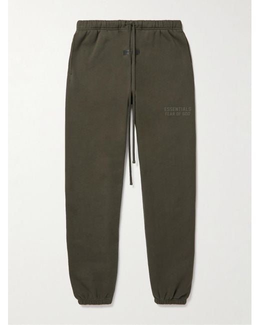 Fear Of God Green Tapered Logo-appliquéd Cotton-blend Jersey Sweatpants for men