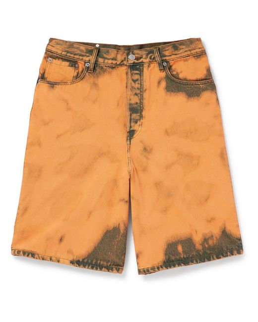 Dries Van Noten Orange Distressed Denim Shorts for men