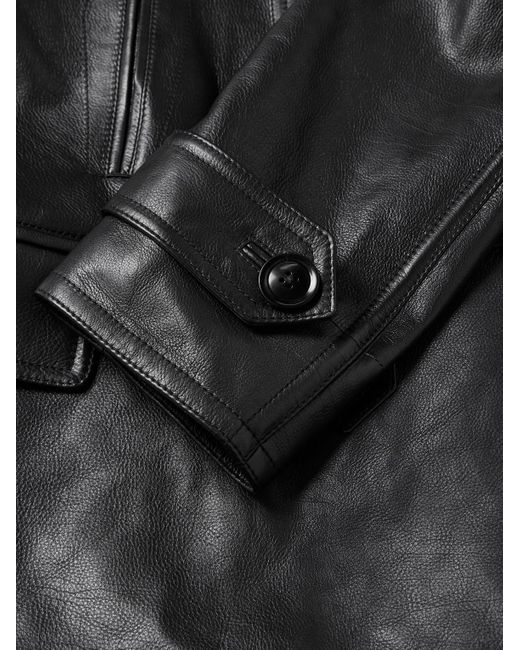 Tom Ford Black Slim-fit Leather Peacoat for men