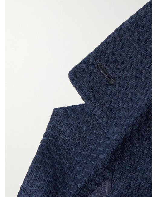 Etro Blue Textured-Cotton Blazer for men