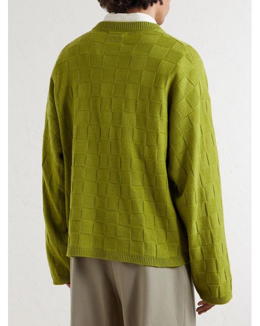 Culver Checked Cashmere Sweater di The Elder Statesman in Green da Uomo