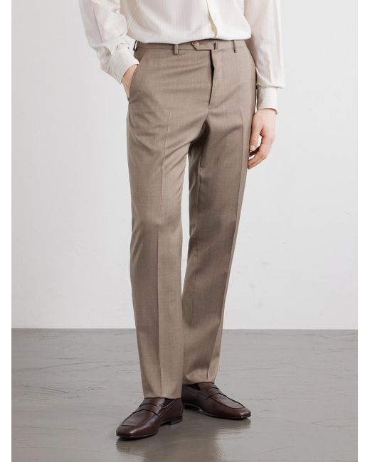 Caruso Natural Straight-Leg Wool Suit Trousers for men