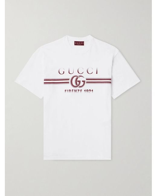 Gucci White Logo-print Cotton-jersey T-shirt for men