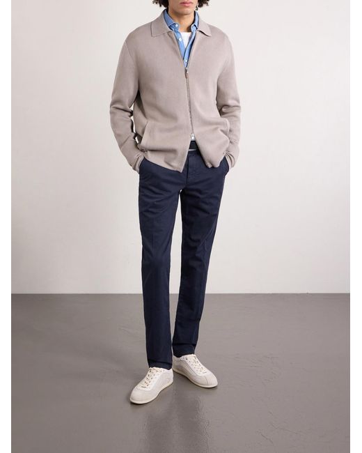 Canali Natural Cotton And Modal-blend Zip-up Cardigan for men