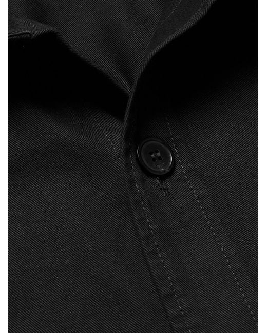 Saint Laurent Black Logo-embroidered Cotton And Linen-blend Gabardine Overshirt for men