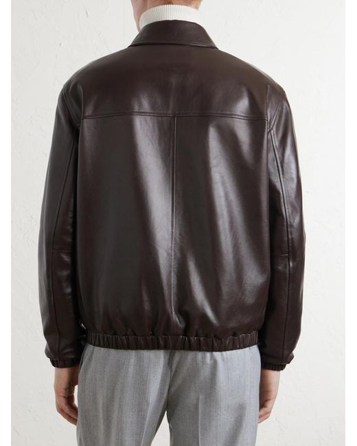 Canali Black Leather Jacket for men