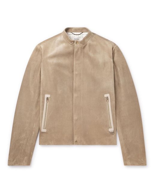 Agnona Natural Leather-trimmed Suede Jacket for men
