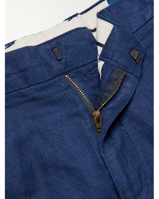 Polo Ralph Lauren Blue Straight-leg Linen And Cotton-blend Trousers for men