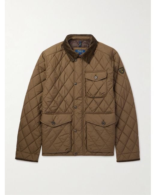 Polo Ralph Lauren Brown Corduroy-Trimmed Padded Quilted Shell Field Jacket for men