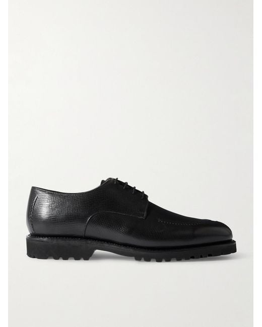 Majordome Black M32 Split-toe Cross-grain Leather Derby Shoes for men