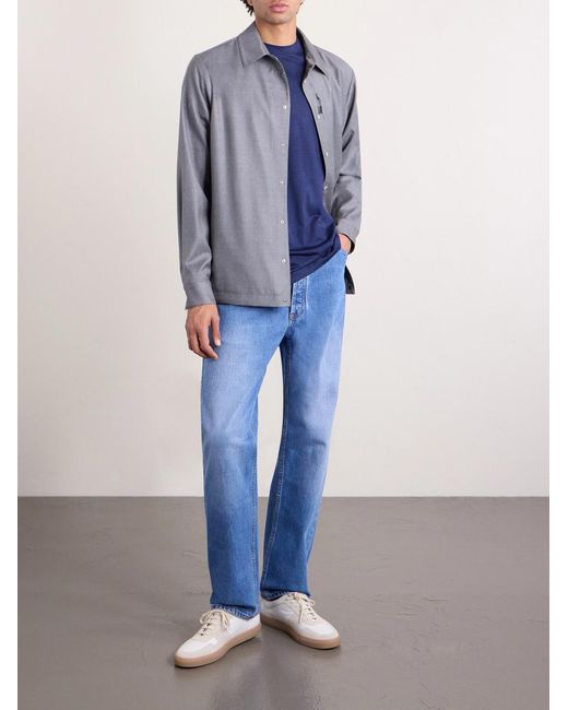 Sease Blue Runner Logo-print Merino Wool T-shirt for men