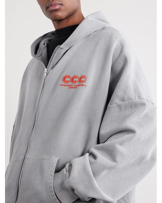 Willy Chavarria Gray Logo-embroidered Cotton-jersey Zip-up Hoodie for men