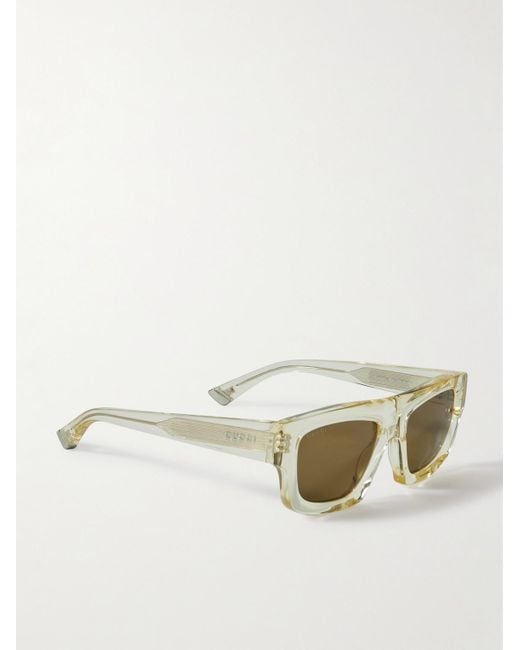 Gucci Natural Rectangular-Frame Recycled-Acetate Sunglasses for men