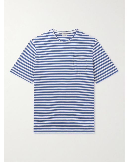 Massimo Alba Panarea gestreiftes T-Shirt aus einer Baumwoll-Leinenmischung in Blue für Herren