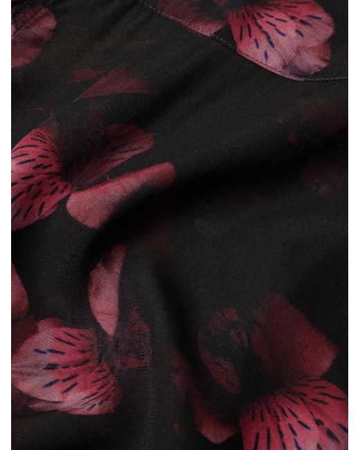 Dries Van Noten Red Oversized Floral-Print Crepe Shirt for men