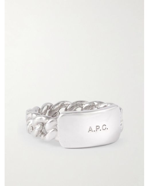 A.P.C. Natural Darwin Logo-engraved Silver-coated Ring for men