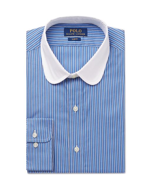 Polo Ralph Lauren Blue Slim-fit Penny-collar Striped Cotton Shirt for men