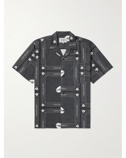 Carhartt Hemd aus Baumwollpopeline mit Bandana-Print und Reverskragen in Black für Herren