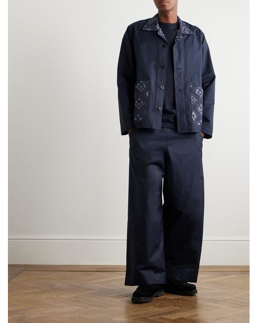 Nicholas Daley Blue Wide-Leg Cotton-Blend Shell Trousers for men