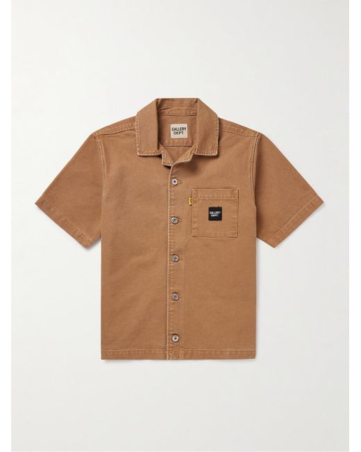 GALLERY DEPT. Natural Parker Camp-Collar Logo-Appliquéd Printed Cotton-Canvas Shirt for men