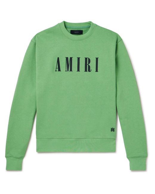 Amiri Green Logo-print Cotton-jersey Sweatshirt for men