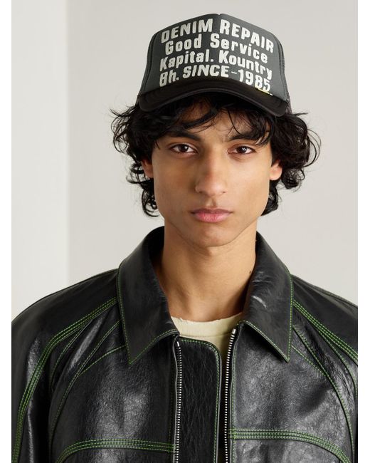 Kapital Black Printed Scuba And Mesh Trucker Cap for men